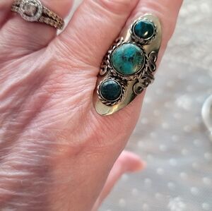 Elegant Turquoise and Silver Statement Ring